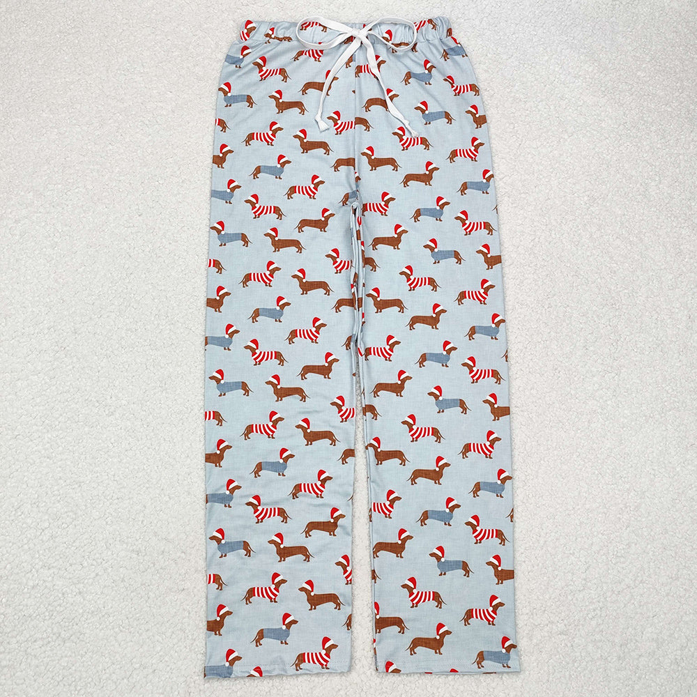 Adult Men Pants Christmas Blue Dogs Bottom Pants Pajamas P0686