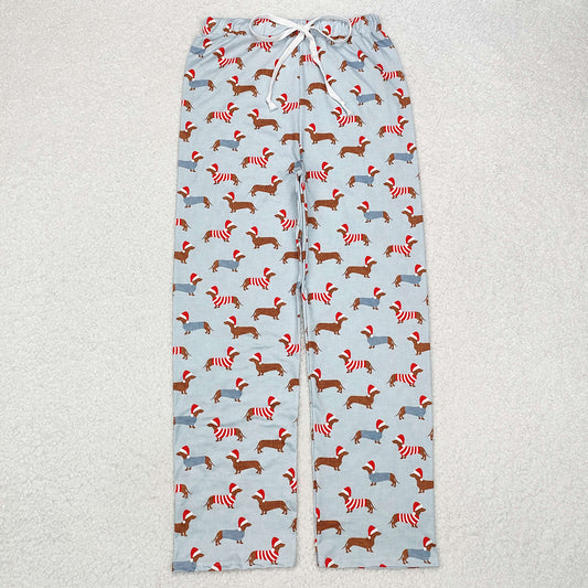 Adult Men Pants Christmas Blue Dogs Bottom Pants Pajamas P0686