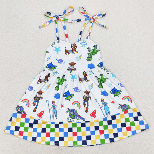 Baby Girls Dress Cartoon Straps Ruffles Knee Length Dresses GSD1350