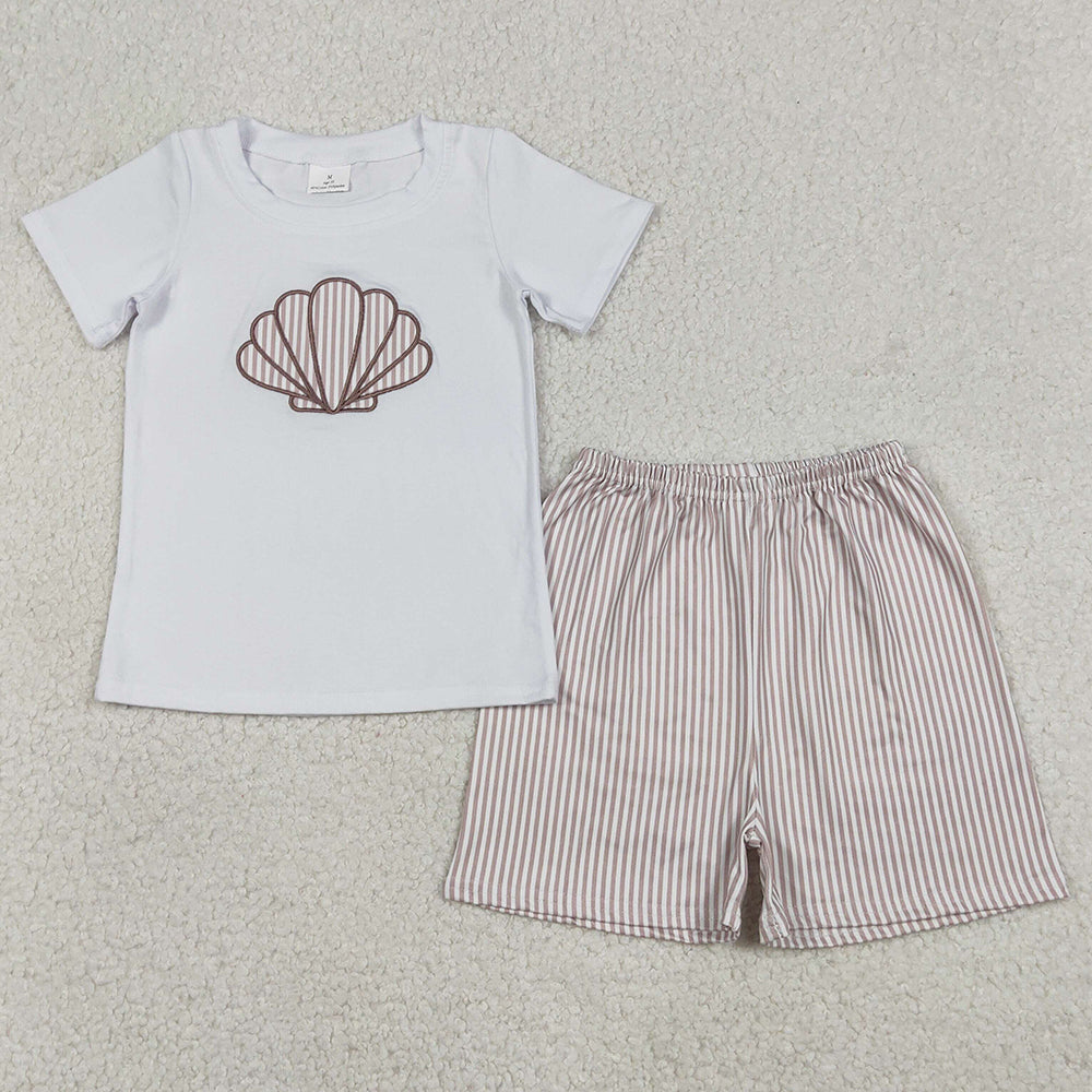 Baby Girls Clothes Sibling Embroidery Stripe Shells Tunic Ruffle Shorts Clothes Sets BSSO1618 GSSO2787 12.23