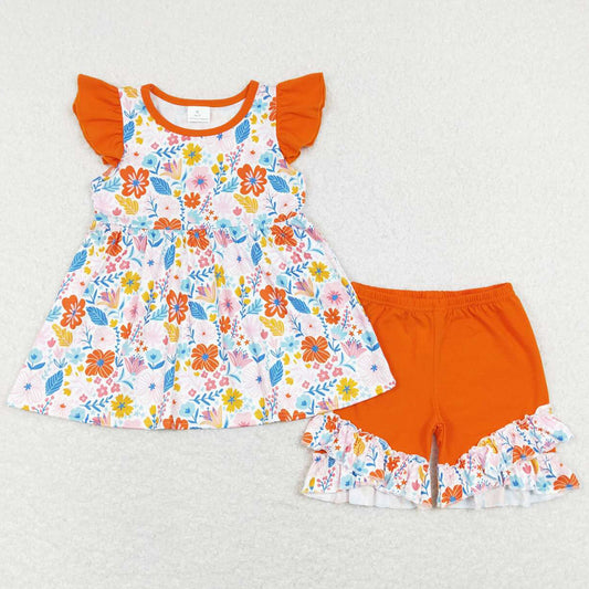 Flower Print Baby Girls Clothes Summer Shorts Sets GSSO0510