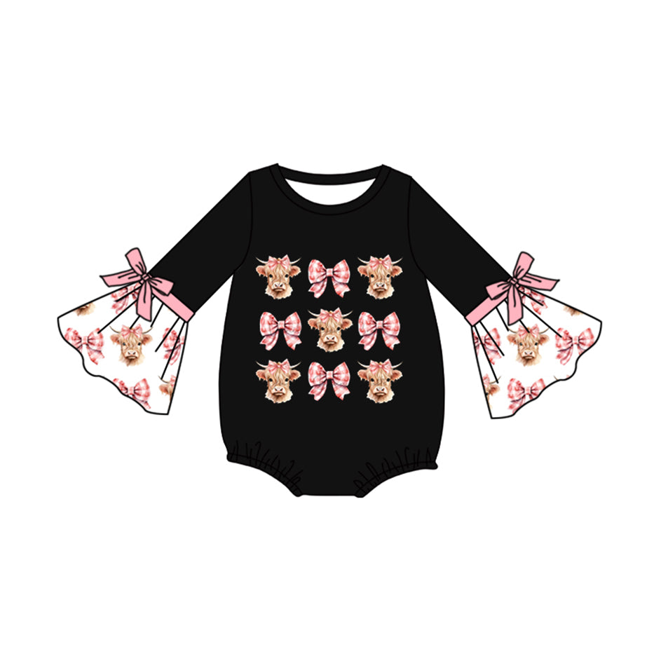 New Fashion Cow Print Baby Girls Rompers Long Sleeve Cute Rompers preorder MOQ 5