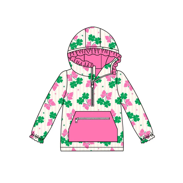 Preorder (moq 8)Baby Boys Clovers Butterfly Zipper Pocket St Patrick Hoodies Top 9.22