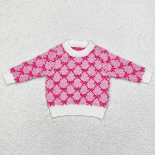 Baby Girls Sweater Dark Pink Bows Long Sleeve Sweaters GT0686