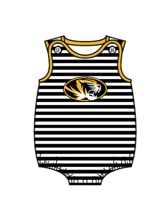 Preorder (moq 5)Baby Boys Black Stripe Tiger Team Rompers 12.24