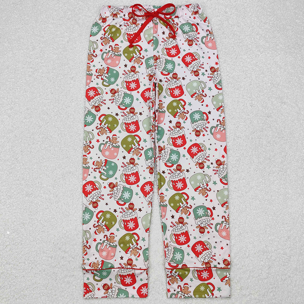 Adult Women Pants Christmas Cups Gingerbread Bottom Pants Pajamas P0601