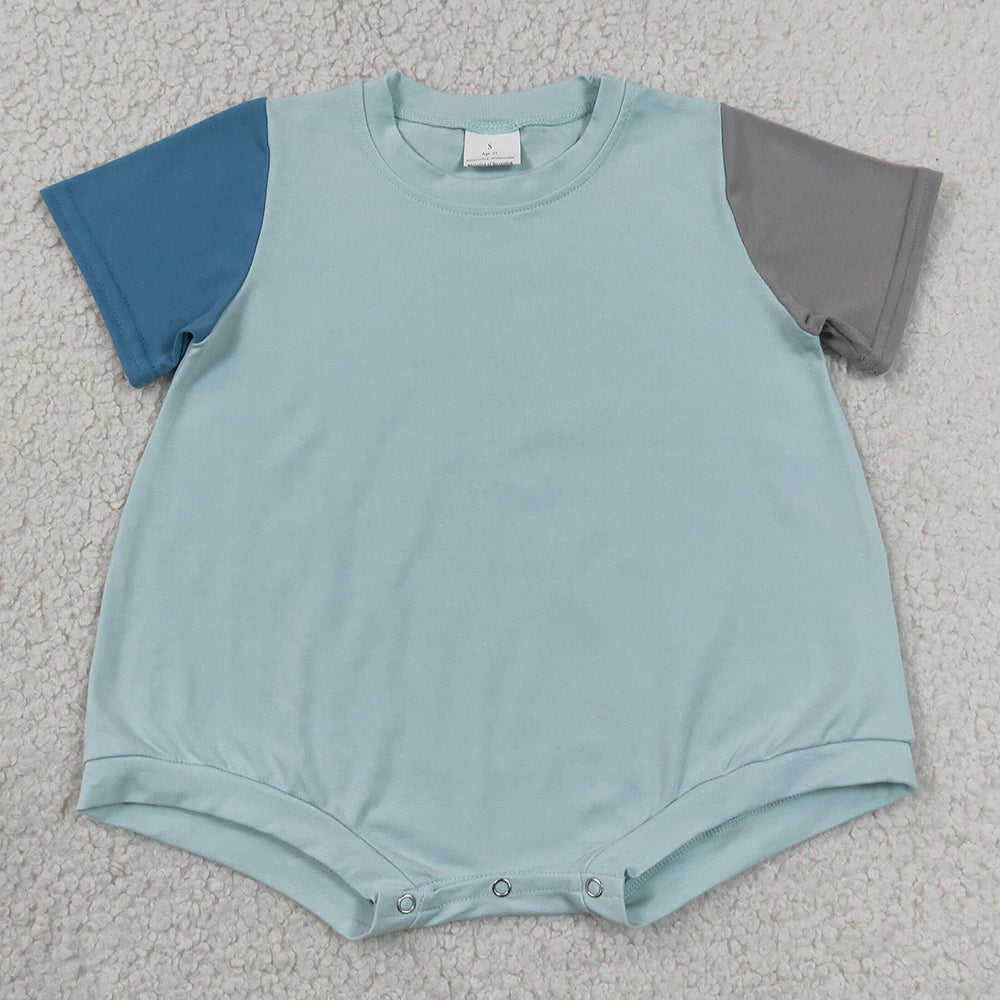 Baby Boys Rompers Blue Grey Patchwork Short Sleeve Romper SR4158