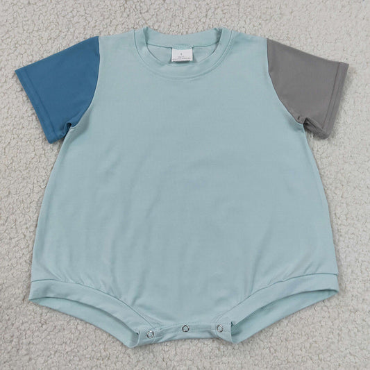 Baby Boys Rompers Blue Grey Patchwork Short Sleeve Romper SR4158