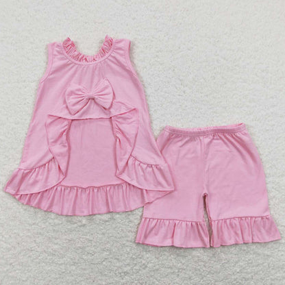 Boutique Baby Girls Clothes Pink Bow Summer Sets GSSO0518