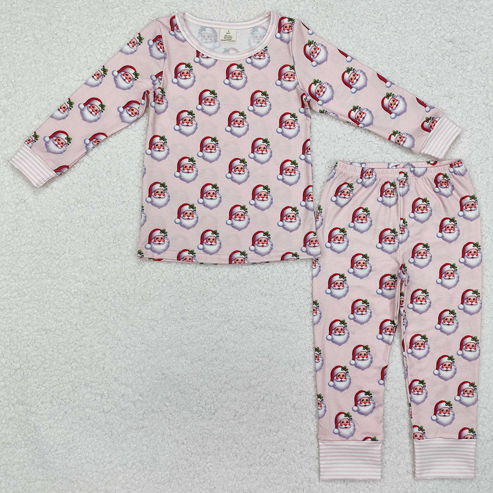 Baby Girls Pajamas Pink Santa Claus Bamboo Pajamas Sets GLP1833