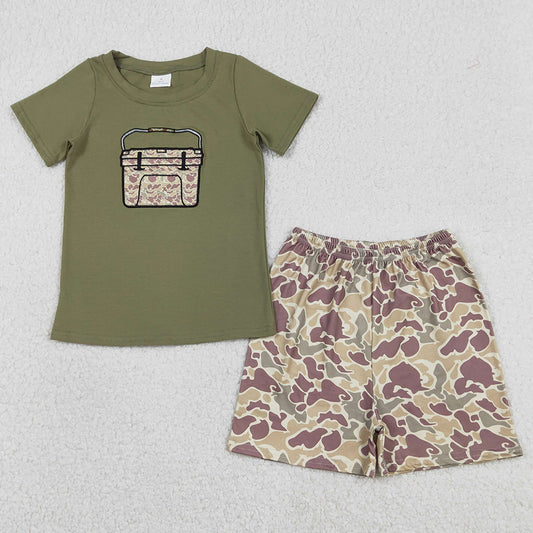 Baby Boys Clothes Embroidery Khaki Camo Boxes Green Shirt Shorts Clothes Sets BSSO1767 1.5