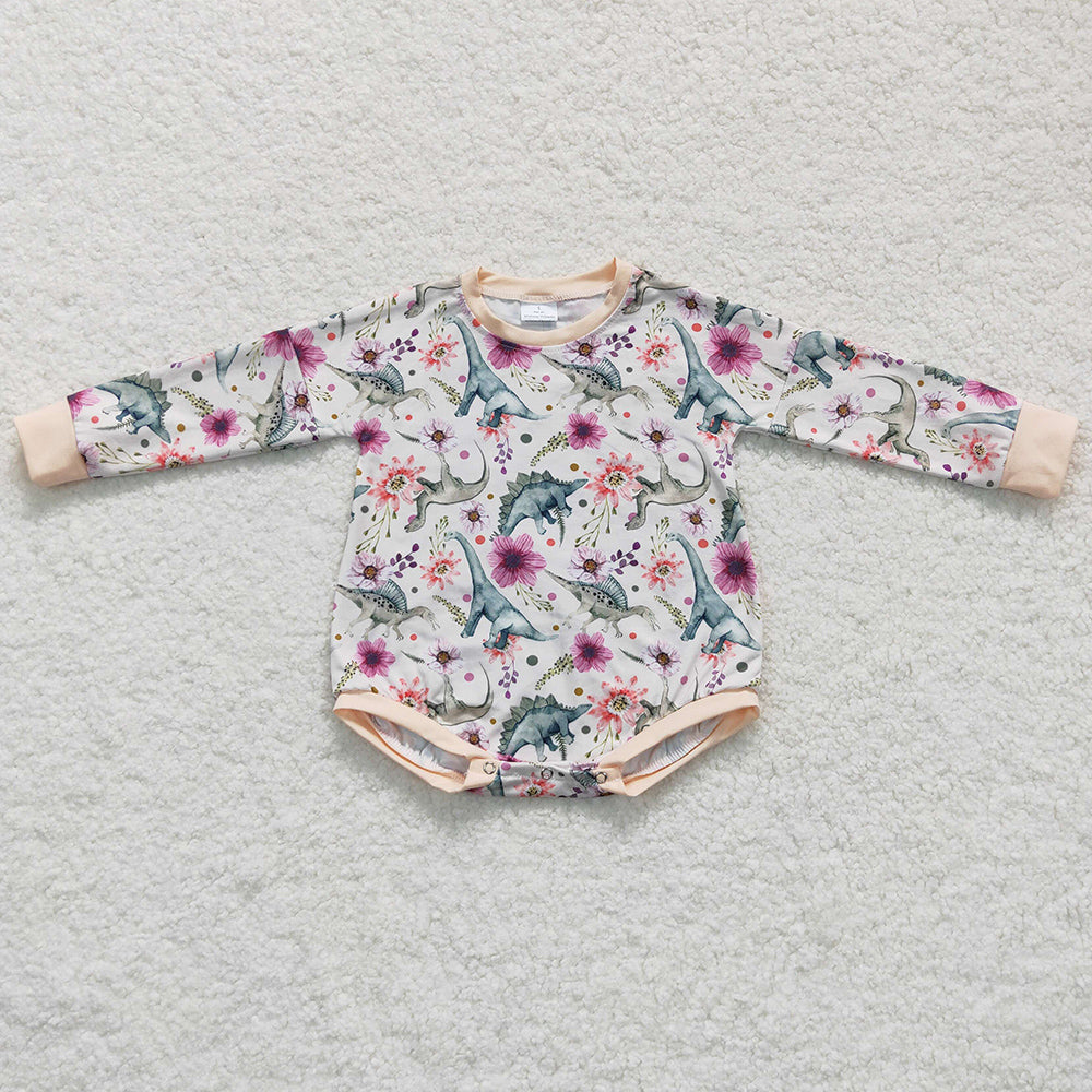 Infant Baby Romper Dinosaur Flower Print Boutique Jumpsuit LR0436