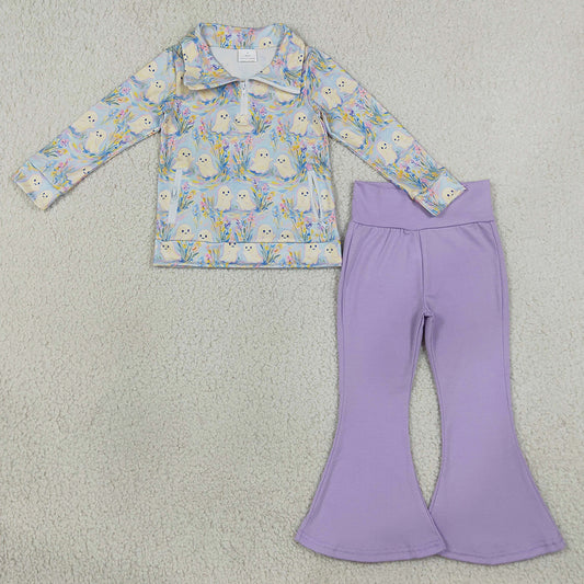 Baby Girls Clothes Ghosts Zip Pockets Pullovers Flare Pant Halloween Clothes Set GLP3506