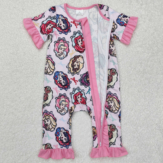 Baby Infant Girls Rompers Ruffles Pink Zip Rompers SR2309