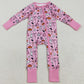 Baby Girls Pink Ghost Pumpkins Halloween Zipper Footie Rompers LR2405 8.5