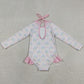 Baby Girls Swimsuits Flower Bows Checked Bummies One Piece Swimsuits S0655