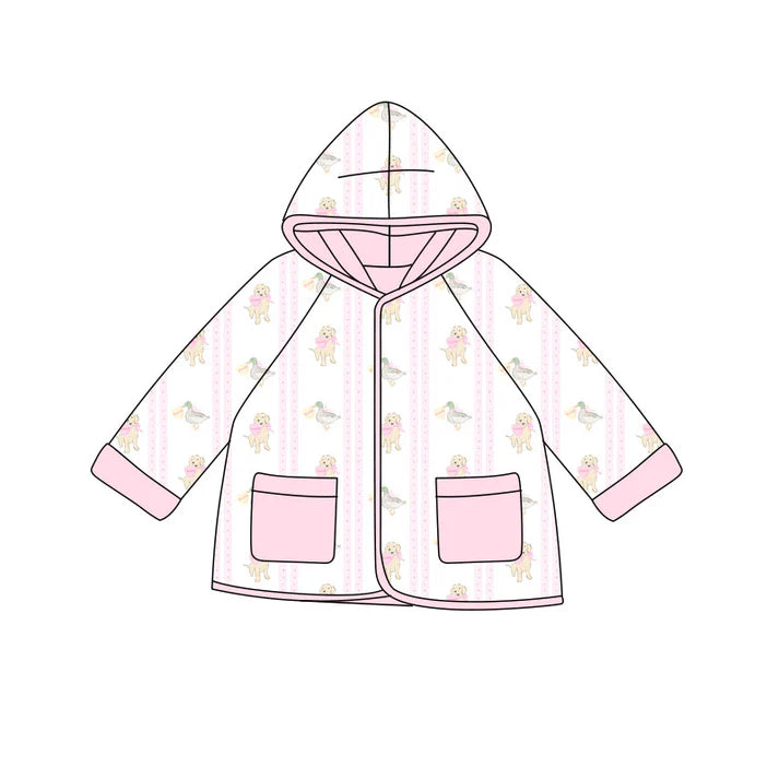 Preorder(moq 5) Baby Girls Hearts Ducks Dogs Pockets Zipper Hoodie Valentine Jackets Top 10.9