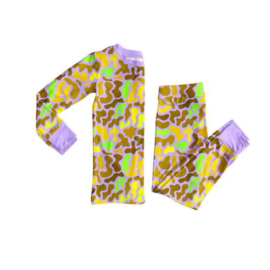 Preorder(moq 5) Baby Girls Purple Camo Top Pants Lounge Wear Pajamas Sets 8.8