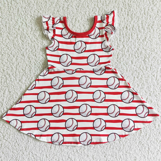 Baseball Baby Girls Dress Summer Cute Girls Dress Knee Length Dresses GSD0083