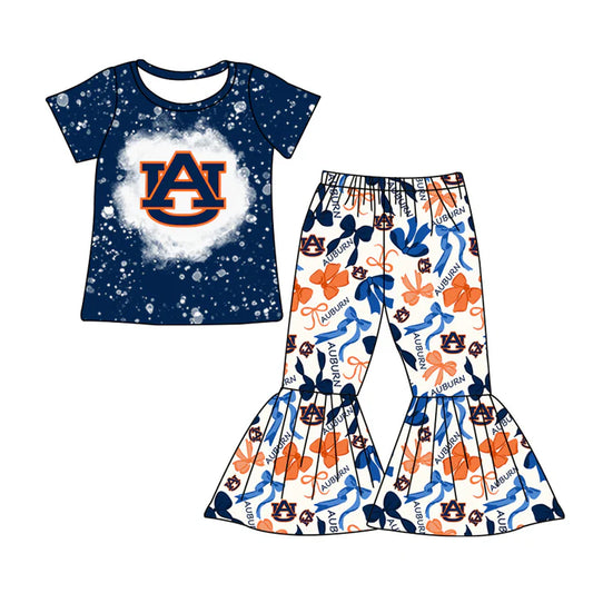 Preorder MOQ 5 Bleached A U top bow pants kids girls team clothes 8.27
