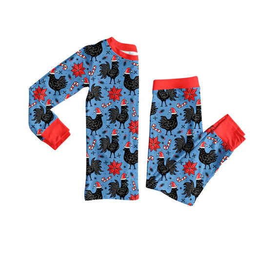 Preorder (moq 5)Baby Girls Christmas Hats Chicks Top Pant Pajamas Set 8.4