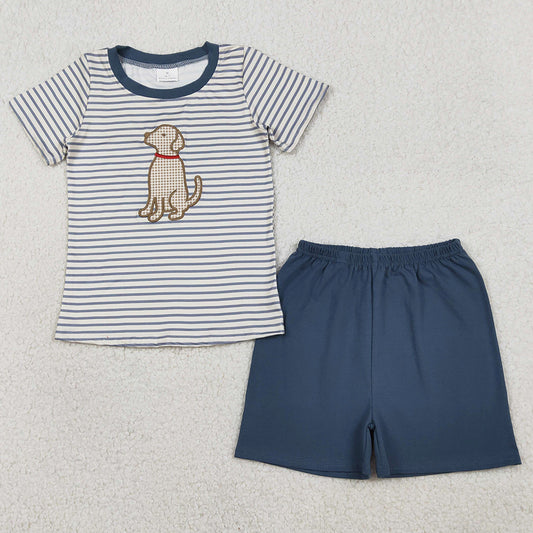 Baby Boys Clothes Embroidery Dogs Stripe Top Shorts Hunting Clothes Sets BSSO1745 1.8