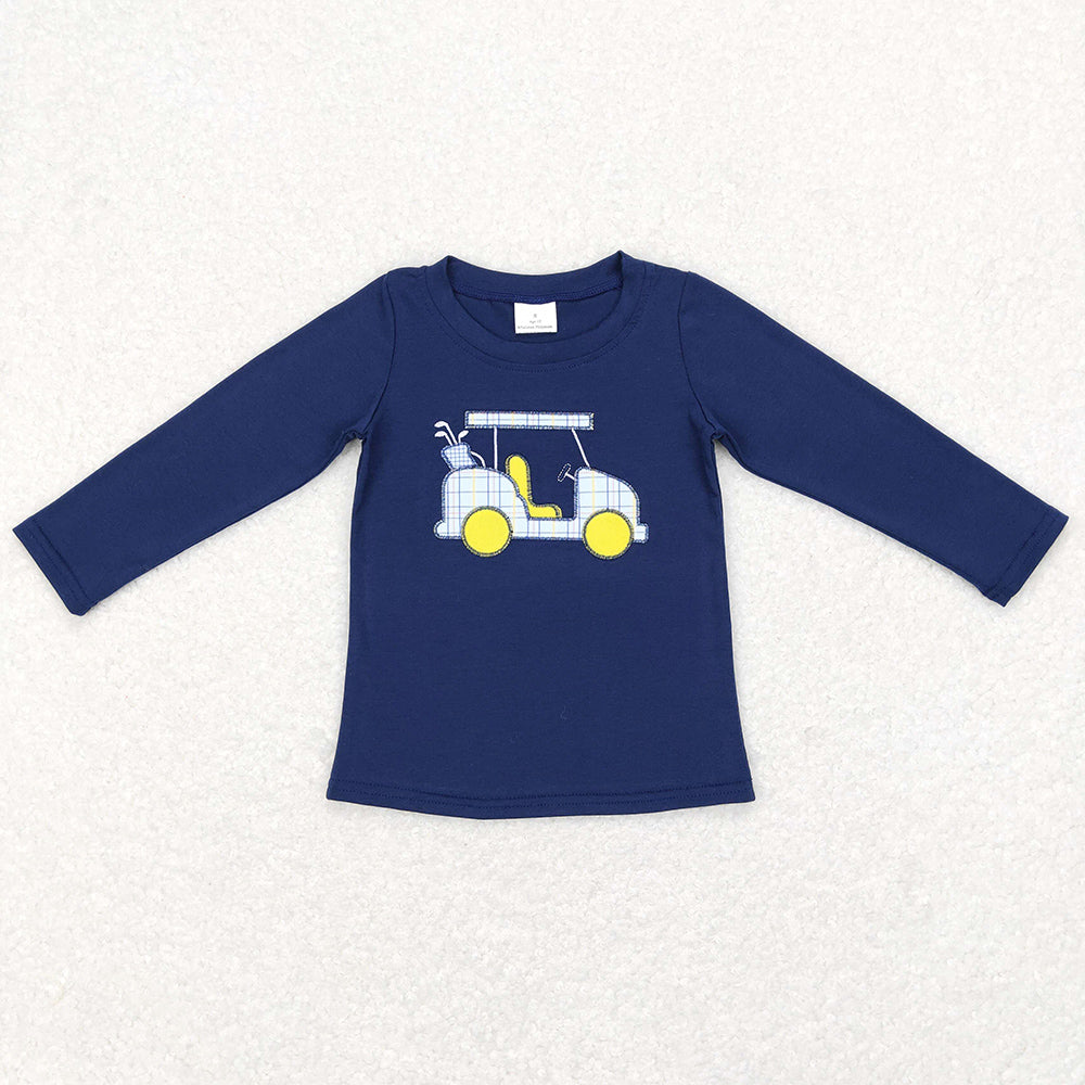 Baby Boys Clothes Tops Navy Golf Cart Long Sleeve Tee Shirts