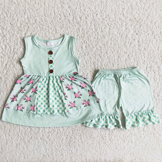 Toddler Baby Girls Clothes Ruffles Tops Sleeveless Shorts 2pcs Summer Outfits A8-16