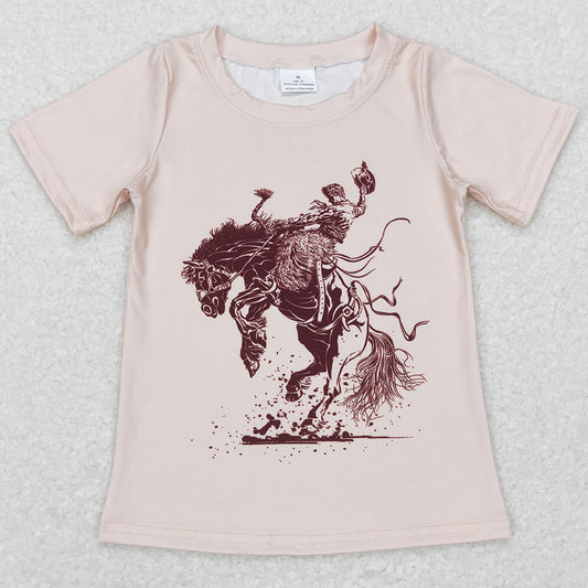 Baby Boys Clothes Top Western Rodeo Horse Short Sleeve Shirts Tops BT0434