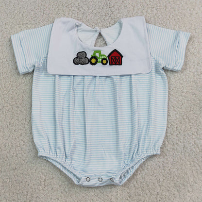 Baby Boys Rompers Embroidery Truck House Farm Stripe Rompers SR4075