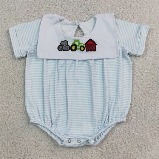 Baby Boys Rompers Embroidery Truck House Farm Stripe Rompers SR4075