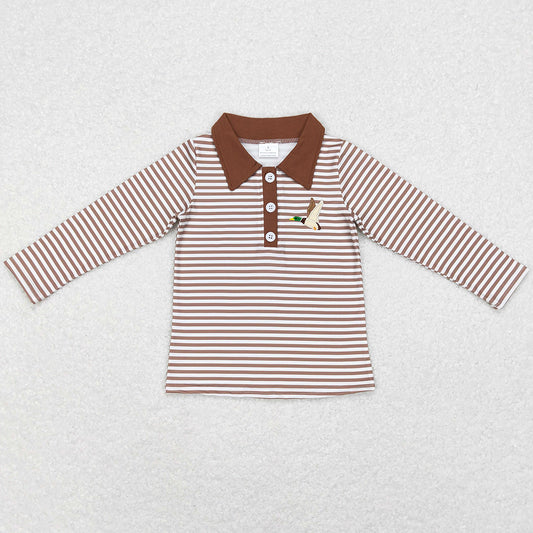 Baby Boys Clothes Brown Stripes Duck Tee Shirts Pullovers Tops BT0404