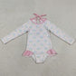 Baby Girls Swimsuits Flower Bows Checked Bummies One Piece Swimsuits S0655
