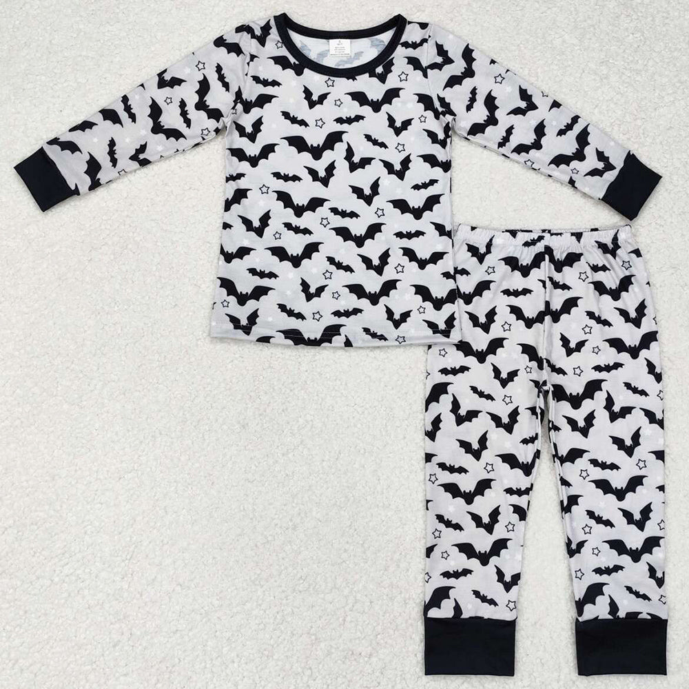 Baby Boys Pajamas Halloween Grey Bats Top Pants Bamboo Pajamas Sets BLP0520