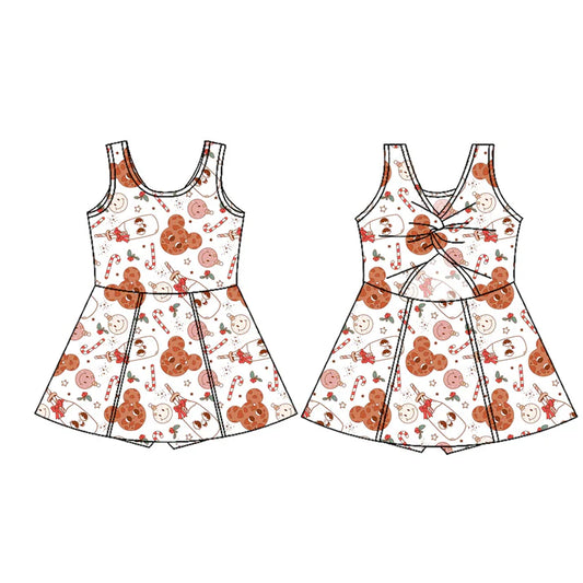Preorder (moq 5)Baby Girls Sleeveless Mouse Cookie Candy Cane Shorts Knee Length Dresses 7.17