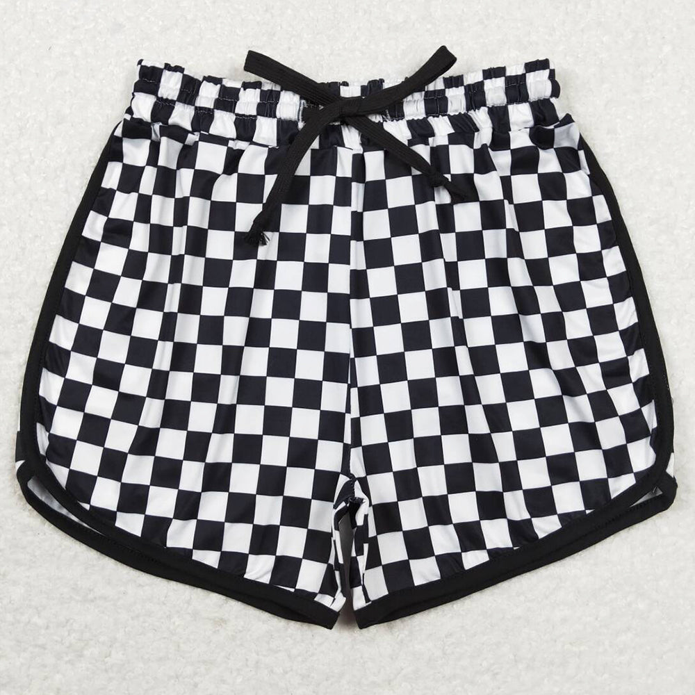 Adult Women Shorts Black Checkered Shorts Bottoms Shorts SS0279