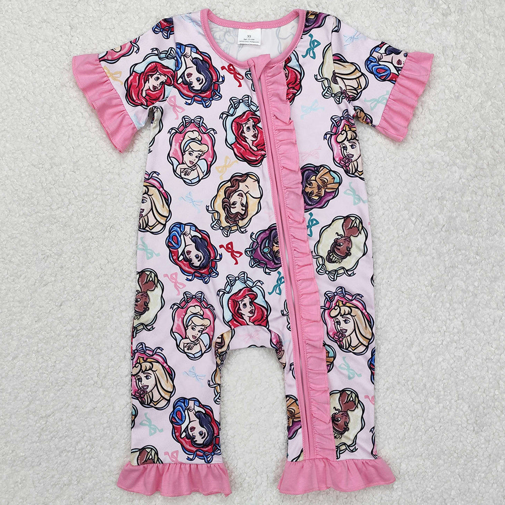Baby Infant Girls Rompers Ruffles Pink Zip Rompers SR2309