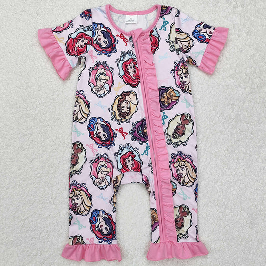 Baby Infant Girls Rompers Ruffles Pink Zip Rompers SR2309