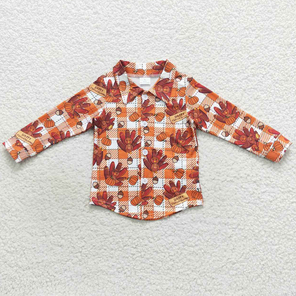 Boutique Baby Boys Clothes Turkey Long Sleeve Shirts Pullover Tops BT0255