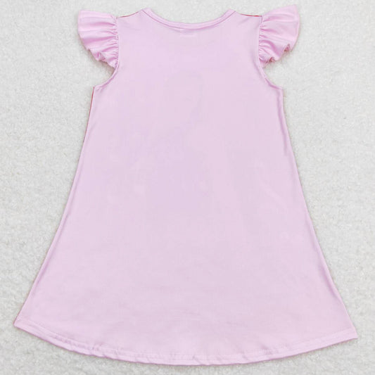 Baby Girls Dress Flutter Sleeve Pink Knee Length Dresses Gowns GSD1126