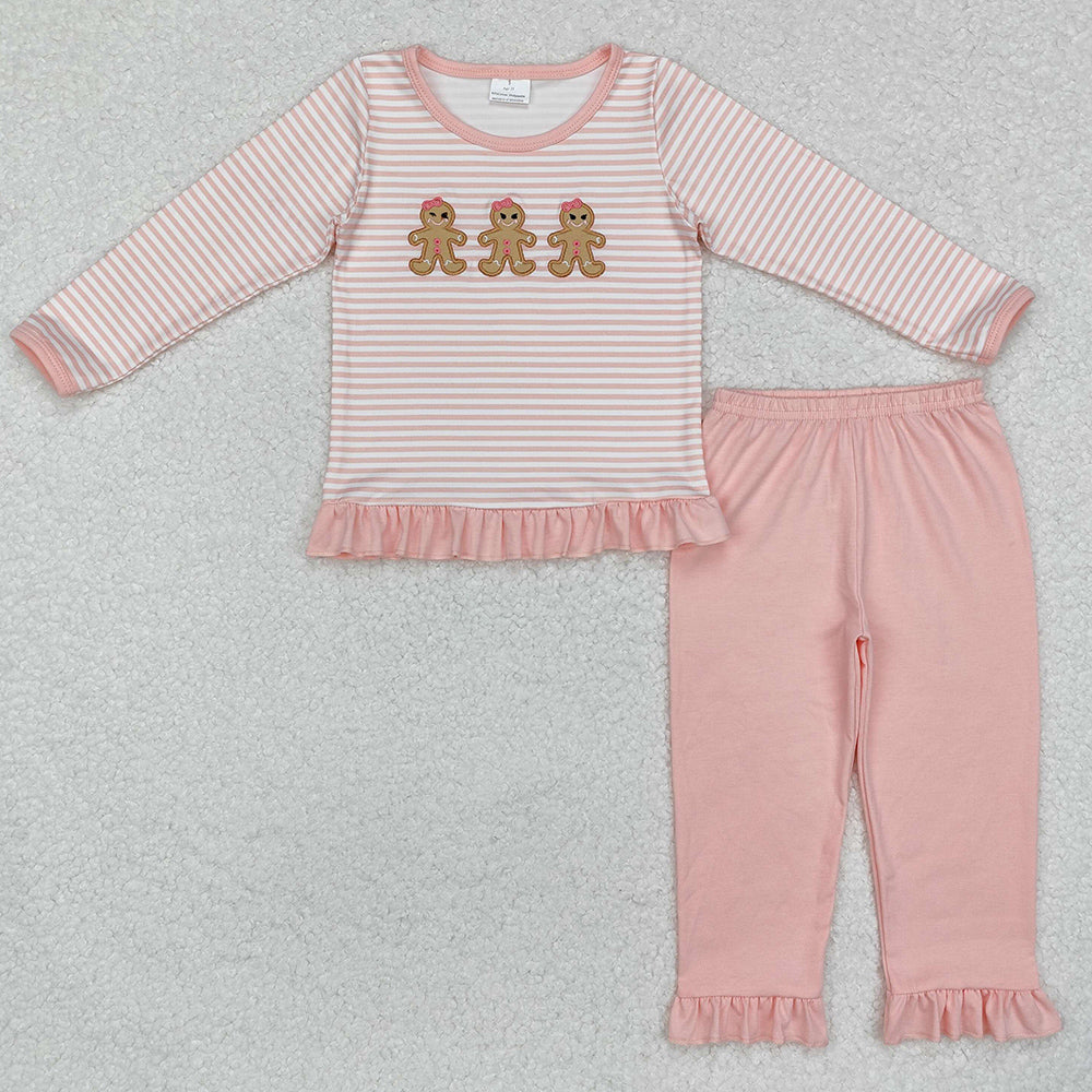 Baby Girls Clothes Christmas Stripes Gingerbread Tunic Ruffle Pants Sets GLP1965