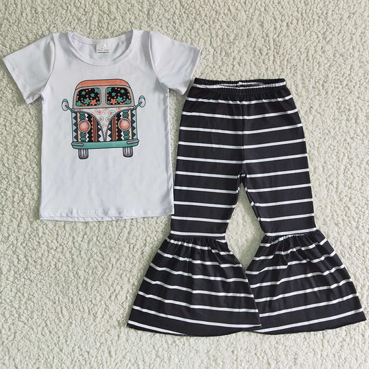 Girls Clothes Short Sleeve Bell Pants Set Fashion Girls Outfits B5-9