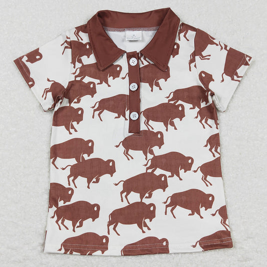 Baby Boys Clothes Top Cow Western Short Sleeve Buttons Shirts Tops BT0175