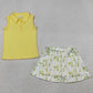 Baby Girls Clothes Yellow Button Vest Top Golf Pockets Skirt Short Clothes Sets GSD2698