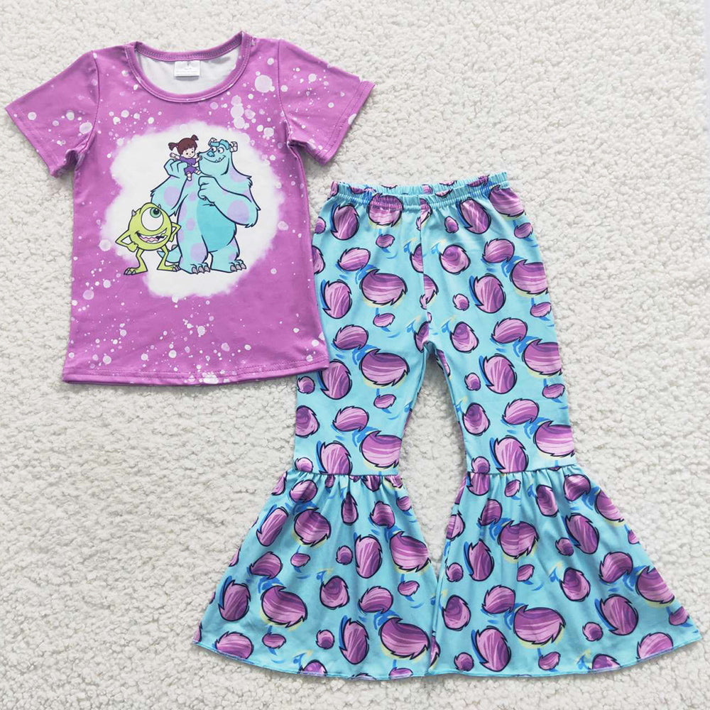 Cartoon Print Cute Girls Clothing Bell Pants Sets GSPO0731