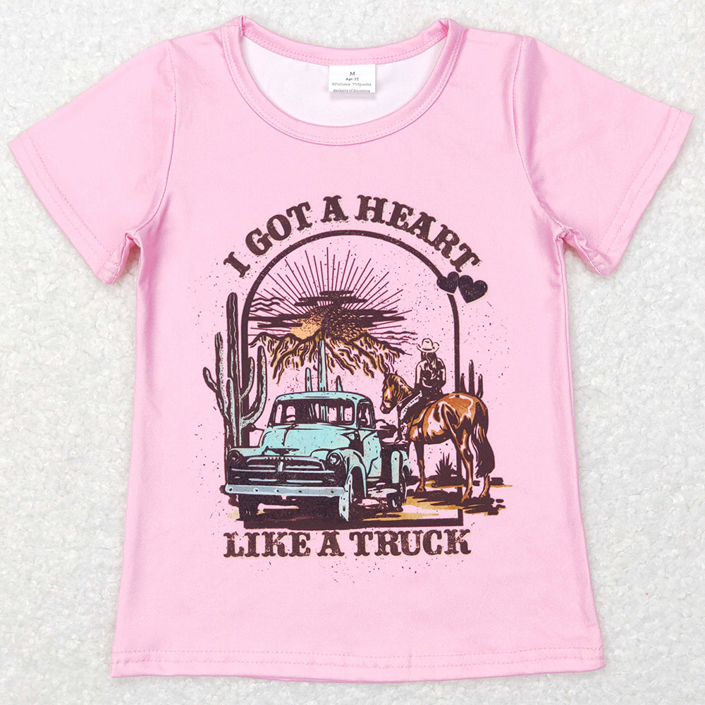 Baby Girls Clothes T-shirt Valentines Got Heart Like Truck Tee Shirts Tops GT0406