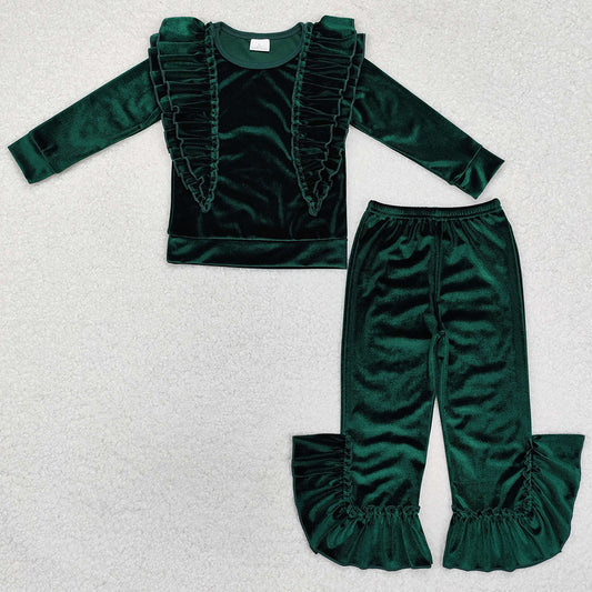 Baby Girls Clothes Ruffles Tee Shirts Top Velvet Bell Pants Clothes Sets GLP2165