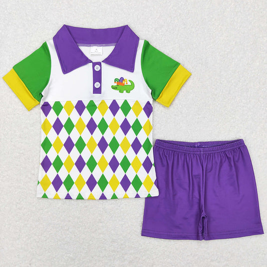 Baby Boys Clothes Mardi Gras Short Sleeve Shirt Shorts Sets BSSO0311