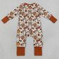 Baby Girls Rompers Turkey Pumpkins Bows Thanksgiving Zip Rompers LR3119