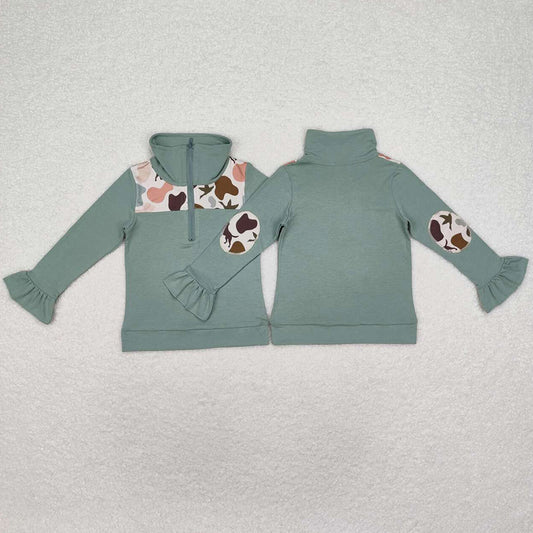 Baby Girls Clothes Tops Camo Dog Ducks Long Sleeve Zip Pullovers Tops GT0669